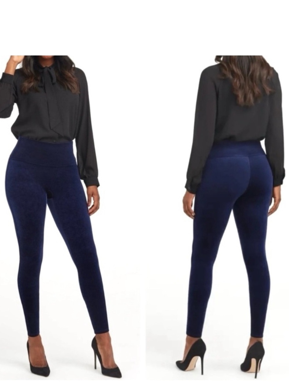Spanx Smoothing Velvet Leggings Women’s Size XL High Rise Plush Elegant Blue